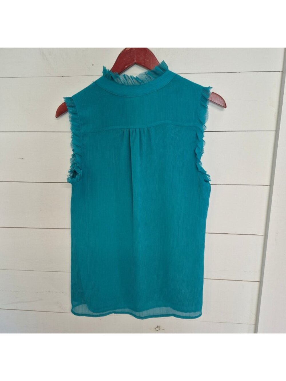 Violet & Claire Women's Sleeveless Teal Ruffle Blouse Size S - Picture 2 of 6